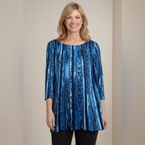 Dana Buchman Top Womens XL Red Blue Animal Print Tunic Lightweight